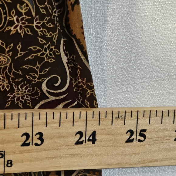 Theo Miles Brown Paisley Pull On Draw String Silk Psnts Wmns Sz 14 - Picture 7 of 9